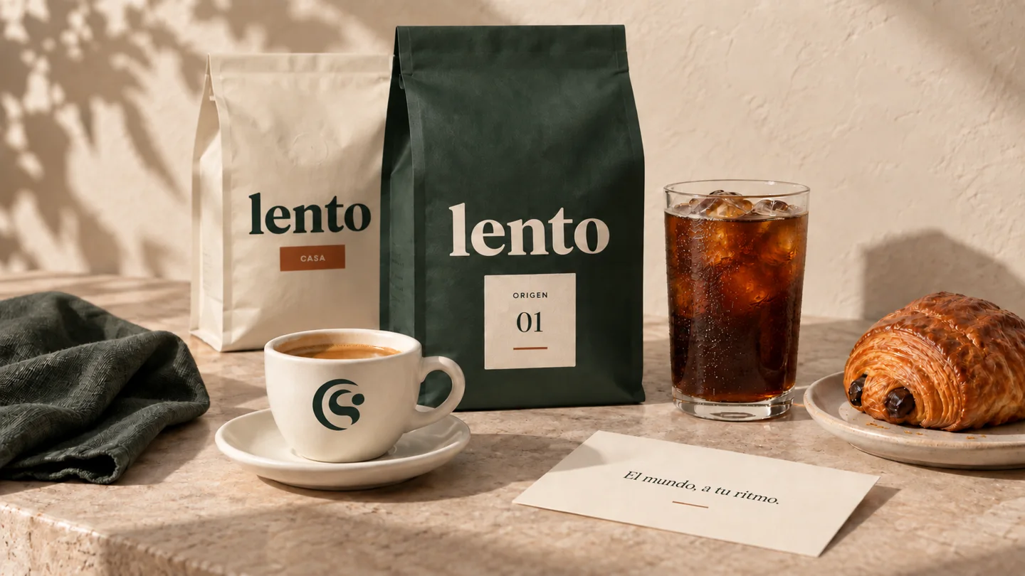 Envases Casa y Origen, una taza de espresso y café frío: imagen conceptual de Lento